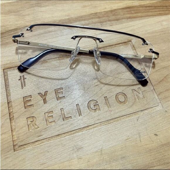 Cazal Black and Gold Men's 7100 Titanium Glasses - Picture 1 of 2